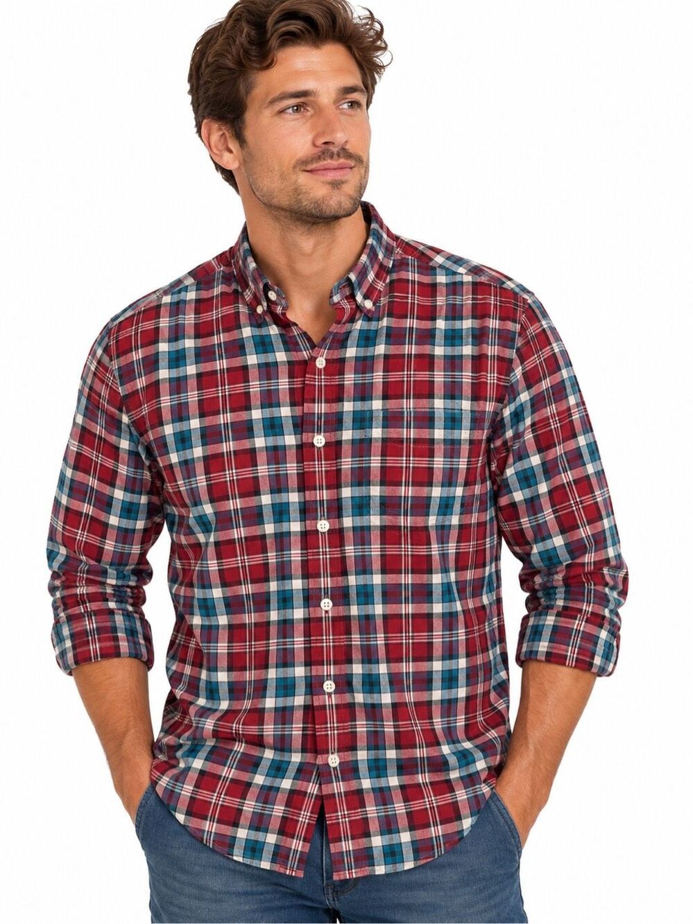 American Eagle Outfitters Seriously Soft Classic Fit Plaid Button Down Shirt S